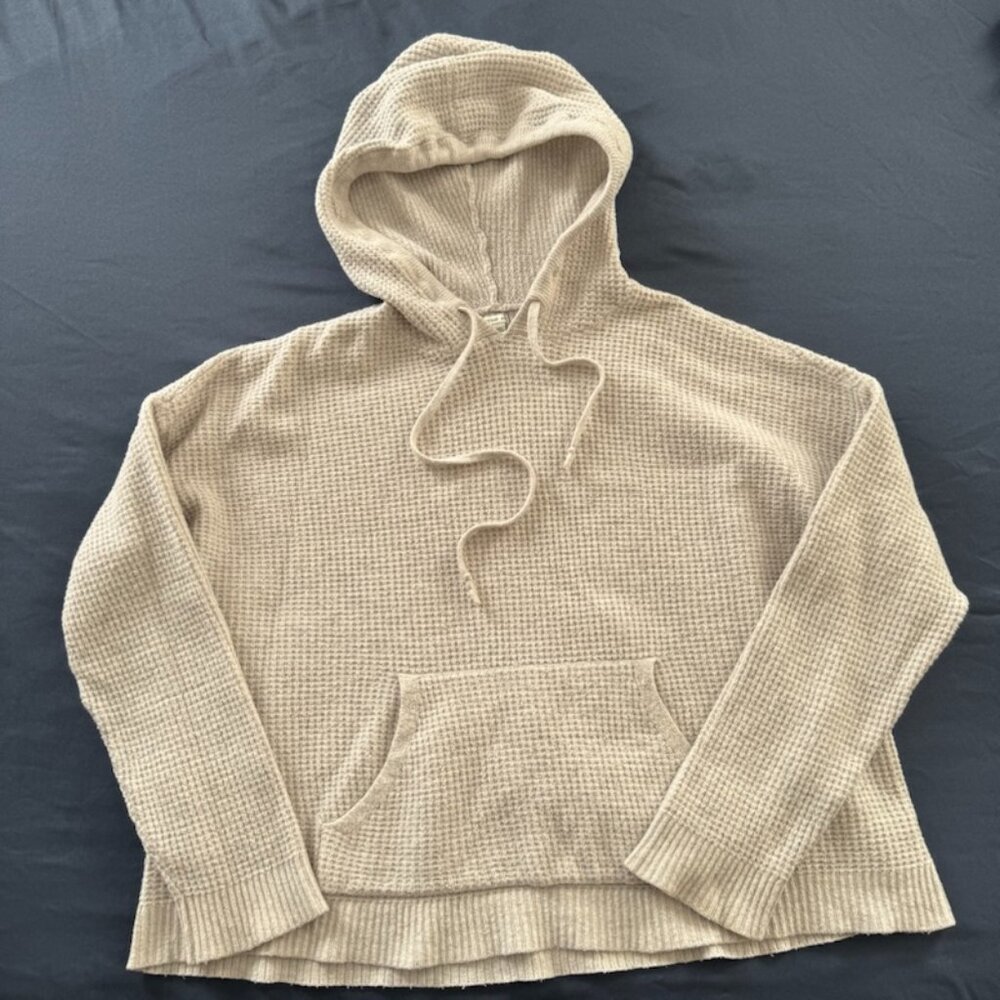 Aerie Waffle Knit Hoodie Sz Medium Grey